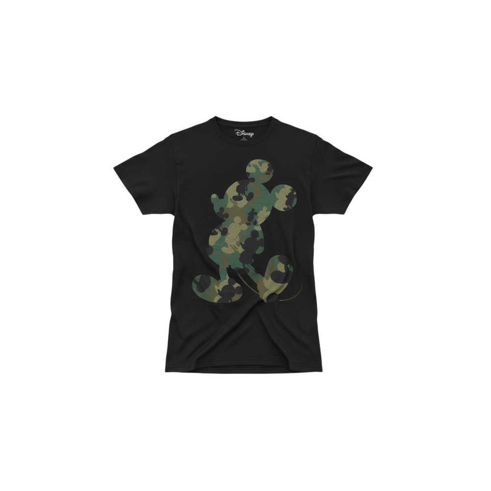 Disney Graphic T-Shirt Mens Small Black Camo Mickey Mouse Silhouette Tee